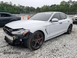 2021 Genesis G70 3.3T with VIN KMTG34LE1MU072717, listed as a Copart auction lot 58384075 with 67,369 mi miles and Salvage title. Bid and sale history available at DreamBid. Image 1.