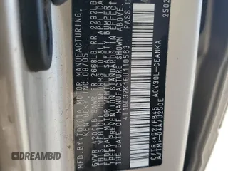 2006 Toyota Camry STD with VIN 4T1BE32K16U110563, listed as a Copart auction lot 53959605 with 123,430 mi miles and Salvage Title. Bid and sale history available at DreamBid. Image 12.