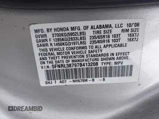 2007 Honda Odyssey EX-L z VIN 5FNRL38797B413208, wystawiony jako IAAI lot #42290074 z przebiegiem 196 678 mil mil oraz . Historia ofert i sprzedaży dostępna na DreamBid. Obrazek 9.