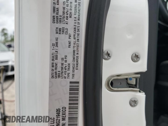 2022 Ram 2500 Laramie with VIN 3C6UR5FJ3NG219405, listed as a Copart auction lot 54243655 with 9,213 mi miles and Salvage Title. Bid and sale history available at carsss.com. Image 12.