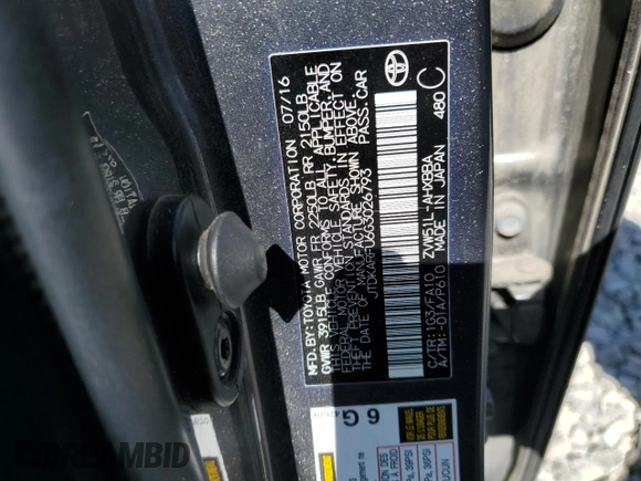 2016 Toyota Prius Four z VIN JTDKARFU6G3026793, wystawiony jako Copart lot #62321975 z przebiegiem 132 304 mil mil oraz Czysty tytuł • Clean title. Historia ofert i sprzedaży dostępna na DreamBid. Obrazek 12.