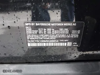 2021 BMW X6 xDrive40i with VIN 5UXCY6C08M9G88854, listed as a IAAI auction lot 41733568 with 30,150 mi miles. Bid and sale history available at carsss.com. Image 9.
