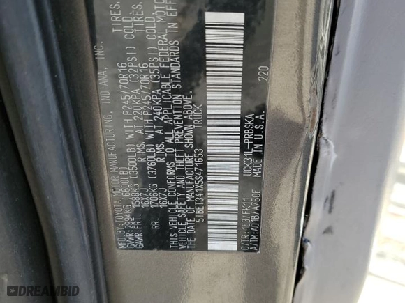 2005 Toyota Tundra SR5 with VIN 5TBET341X5S471653, listed as a Copart auction lot 45062115 with 290,205 mi miles and Salvage Title. Bid and sale history available at carsss.com. Image 12.