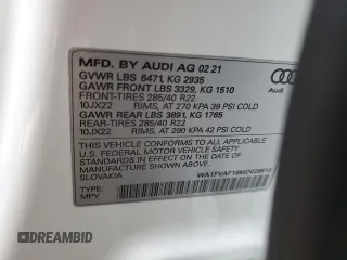 2021 Audi Q8 Prestige with VIN WA1FVAF19MD028910, listed as a Copart auction lot 64091925 with 54,787 mi miles and Salvage title. Bid and sale history available at DreamBid. Image 13.