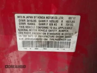 2017 Honda Fit LX with VIN JHMGK5H5XHS021684, listed as a IAAI auction lot 42044811 with 65,000 mi miles. Bid and sale history available at carsss.com. Image 9.