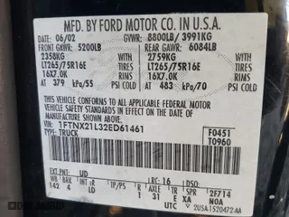 2002 Ford Super Duty F-250 XL with VIN 1FTNX21L32ED61461, listed as a Copart auction lot 79456694 with 0 mi miles and Salvage Title. Bid and sale history available at carsss.com. Image 12.