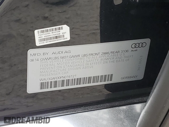 2015 Audi A8 3.0T с VIN WAU3GAFD0FN016121, выставлен на аукционе Copart как лот 78037934 с пробегом 142 838 миль миль и Чистый • Clean title. История ставок и продаж доступна на DreamBid. Изображение 12.