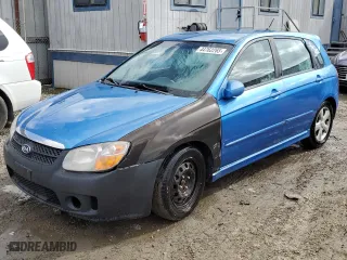 2007 Kia Spectra with VIN KNAFE162875009064, listed as a Copart auction lot 44762265 with 186,857 mi miles and Clean Title. Bid and sale history available at carsss.com. Image 1.