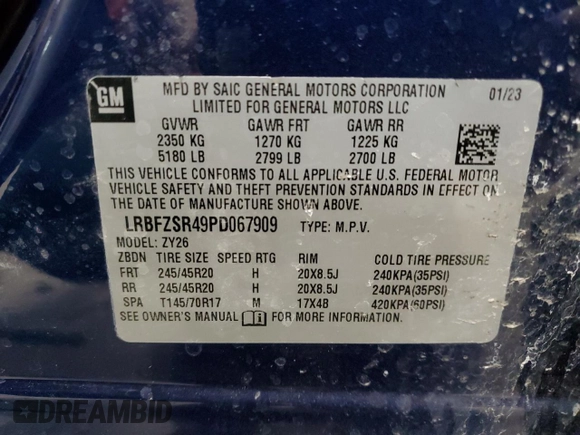 2023 Buick Envision Avenir with VIN LRBFZSR49PD067909, listed as a Copart auction lot 51475725 with 11,224 mi miles and Salvage Title. Bid and sale history available at carsss.com. Image 13.