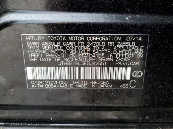 2014 Lexus GS 350 с VIN JTHBE1BL3E5042551, выставлен на аукционе Copart как лот 51676915 с пробегом 146 254 миль миль и Чистый • Clean title. История ставок и продаж доступна на DreamBid. Изображение 14.