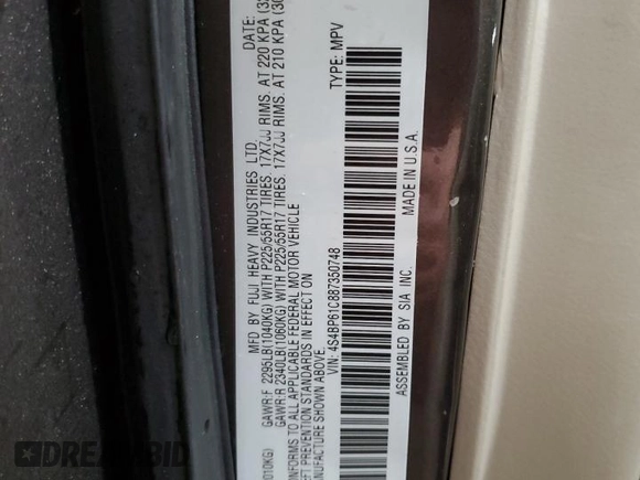 2008 Subaru Outback i z VIN 4S4BP61C887350748, wystawiony jako Copart lot #89168275 z przebiegiem 251 371 mil mil oraz Szkoda całkowita • Salvage title. Historia ofert i sprzedaży dostępna na DreamBid. Obrazek 14.