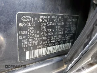 2005 Hyundai Santa Fe GLS with VIN KM8SC73D45U987706, listed as a Copart auction lot 77706174 with 160,646 mi miles and Salvage Title. Bid and sale history available at carsss.com. Image 13.