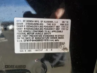 2011 Honda Pilot EX with VIN 5FNYF4H40BB031978, listed as a Copart auction lot 80213904 with 222,030 mi miles and Salvage Title. Bid and sale history available at carsss.com. Image 13.