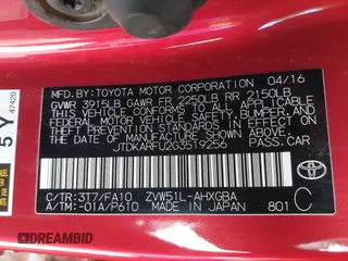 2016 Toyota Prius Four with VIN JTDKARFU2G3519256, listed as a IAAI auction lot 41690372 with 179,268 mi miles. Bid and sale history available at carsss.com. Image 9.