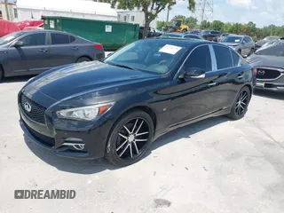 2015 Infiniti Q50 Premium with VIN JN1BV7AR8FM391645, listed as a IAAI auction lot 42158770 with 54,490 mi miles. Bid and sale history available at carsss.com. Image 2.