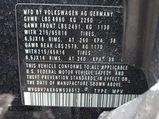 2016 Volkswagen Tiguan S with VIN WVGBV7AX6GW538512, listed as a IAAI auction lot 41656806 with 75,074 mi miles and . Bid and sale history available at DreamBid. Image 9.