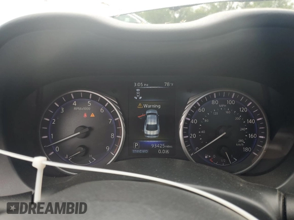 2017 Infiniti Q50 Signature Edition with VIN JN1EV7APXHM730064, listed as a Copart auction lot 58155405 with 93,425 mi miles and Salvage title. Bid and sale history available at DreamBid. Image 9.