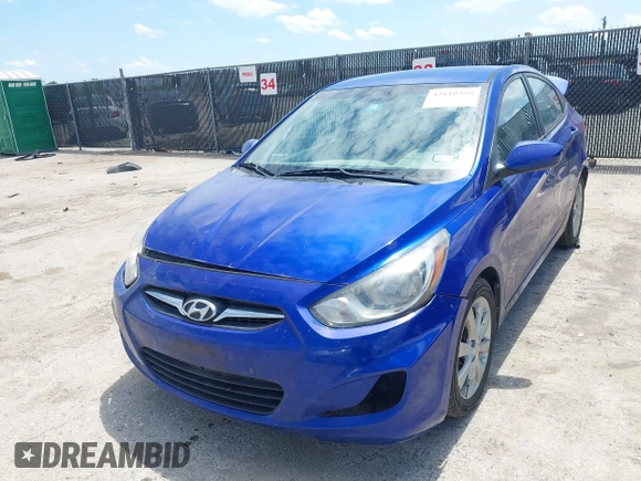 2013 Hyundai Accent GLS with VIN KMHCU4AEXDU437677, listed as a IAAI auction lot 42110350 with 144,947 mi miles. Bid and sale history available at carsss.com. Image 2.