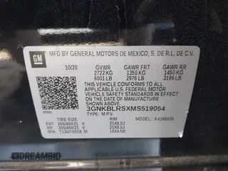 2021 Chevrolet Blazer Premier with VIN 3GNKBLRSXMS519054, listed as a IAAI auction lot 41427784 with 60,473 mi miles and . Bid and sale history available at DreamBid. Image 9.
