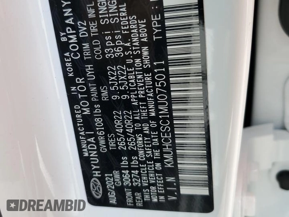 2021 Genesis GV80 with VIN KMUHCESC1MU075011, listed as a Copart auction lot 82869404 with 13,816 mi miles and Salvage title. Bid and sale history available at DreamBid. Image 15.