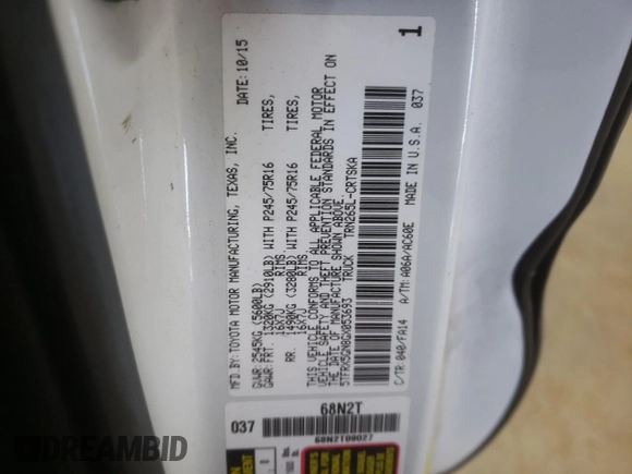 2016 Toyota Tacoma SR z VIN 5TFRX5GN8GX053693, wystawiony jako Copart lot #83770604 z przebiegiem 217 365 mil mil oraz Szkoda całkowita • Salvage title. Historia ofert i sprzedaży dostępna na DreamBid. Obrazek 12.