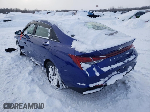 2021 Hyundai Elantra Blue z VIN KMHLM4AJ3MU005316, wystawiony jako Copart lot #46114245 z przebiegiem 89 926 mil mil oraz Szkoda całkowita • Salvage title. Historia ofert i sprzedaży dostępna na DreamBid. Obrazek 2.