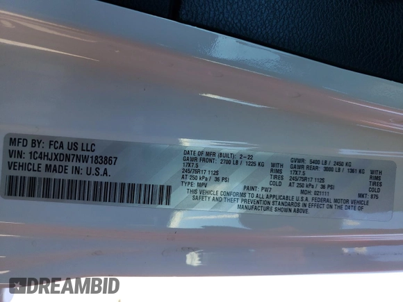 2022 Jeep Wrangler Unlimited Sport S z VIN 1C4HJXDN7NW183867, wystawiony jako Copart lot #81642054 z przebiegiem 73 203 mil mil oraz Szkoda całkowita • Salvage title. Historia ofert i sprzedaży dostępna na DreamBid. Obrazek 15.