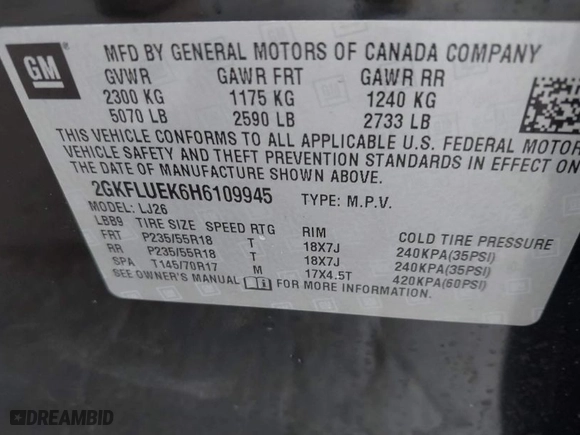 2017 GMC Terrain SLT with VIN 2GKFLUEK6H6109945, listed as a IAAI auction lot 41906396 with 73,452 mi miles. Bid and sale history available at carsss.com. Image 9.