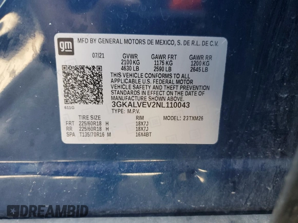 2022 GMC Terrain SLT с VIN 3GKALVEV2NL110043, выставлен на аукционе Copart как лот 61688135 с пробегом 86 217 миль миль и Чистый • Clean title. История ставок и продаж доступна на DreamBid. Изображение 13.