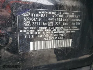 2019 Hyundai Ioniq Plug-In Hybrid with VIN KMHC65LD1KU159429, listed as a Copart auction lot 45765555 with 80,319 mi miles and Salvage Title. Bid and sale history available at carsss.com. Image 13.