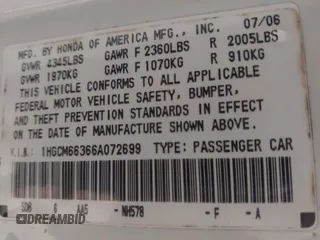 2006 Honda Accord LX with VIN 1HGCM66366A072699, listed as a IAAI auction lot 42196423 with 151,300 mi miles and . Bid and sale history available at DreamBid. Image 9.