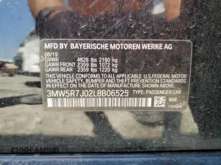 2020 BMW 3 Series 330i xDrive with VIN 3MW5R7J02L8B06525, listed as a Copart auction lot 53407385 with Not provided miles and Salvage title. Bid and sale history available at DreamBid. Image 13.