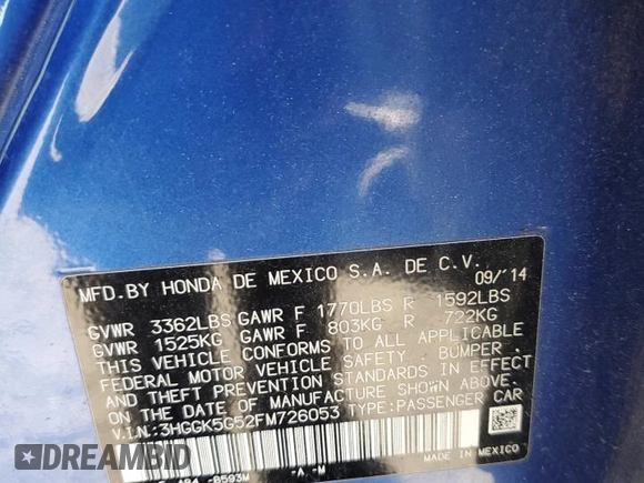 2015 Honda Fit LX with VIN 3HGGK5G52FM726053, listed as a Copart auction lot 81963024 with 182,442 mi miles and Salvage title. Bid and sale history available at DreamBid. Image 12.