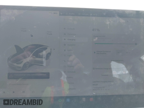 2023 Tesla Model 3 Long Range with VIN 5YJ3E1EB8PF600291, listed as a IAAI auction lot 41651156 with 37,055 mi miles and . Bid and sale history available at DreamBid. Image 16.