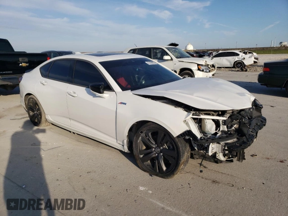 2021 Acura TLX w/A-Spec Package with VIN 19UUB5F59MA003377, listed as a Copart auction lot 47469825 with 41,237 mi miles and Salvage Title. Bid and sale history available at carsss.com. Image 4.