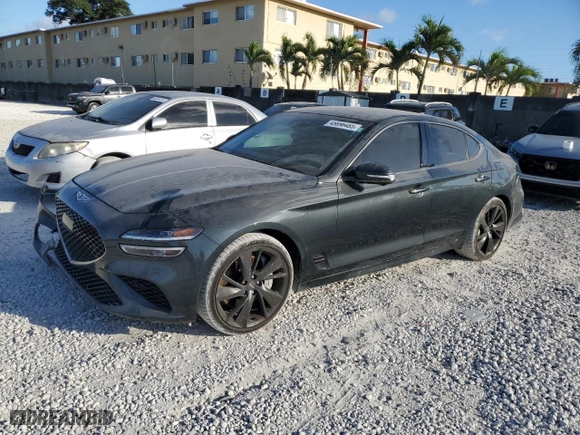 2023 Genesis G70 3.3T with VIN KMTG54TE9PU106448, listed as a Copart auction lot 45696485 with 35,634 mi miles and Salvage Title. Bid and sale history available at carsss.com. Image 1.