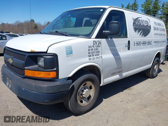 2014 Chevrolet Express Cargo Van with VIN 1GCWGFCA3E1130871, listed as a IAAI auction lot 42166083 with 279,624 mi miles. Bid and sale history available at carsss.com. Image 2.