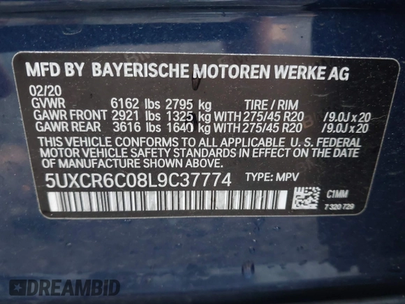 2020 BMW X5 xDrive40i z VIN 5UXCR6C08L9C37774, wystawiony jako IAAI lot #42202870 z przebiegiem 23 918 mil mil oraz . Historia ofert i sprzedaży dostępna na DreamBid. Obrazek 9.
