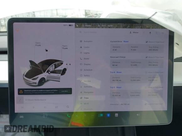 2021 Tesla Model 3 Long Range with VIN 5YJ3E1EB8MF860282, listed as a IAAI auction lot 41787008 with 49,730 mi miles and . Bid and sale history available at DreamBid. Image 7.