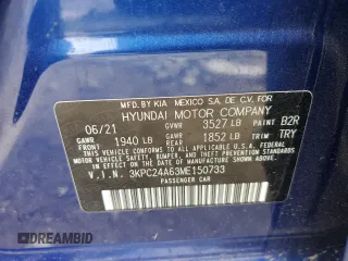 2021 Hyundai Accent SE with VIN 3KPC24A63ME150733, listed as a Copart auction lot 64594614 with 71,234 mi miles and Salvage Title. Bid and sale history available at carsss.com. Image 15.