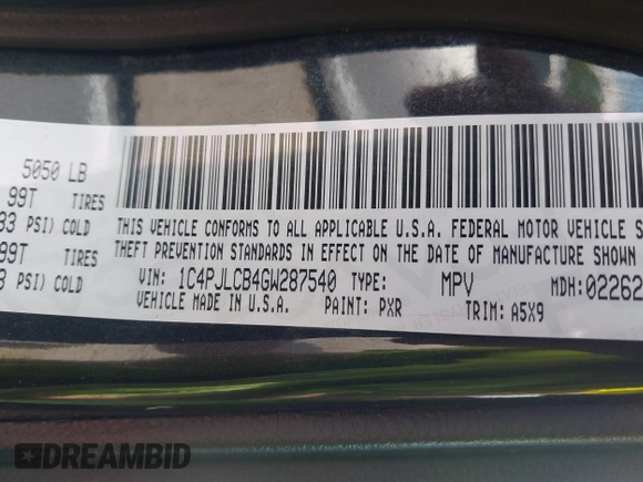 2016 Jeep Cherokee Latitude с VIN 1C4PJLCB4GW287540, выставлен на аукционе IAAI как лот 42517646 с пробегом 154 501 миль миль и . История ставок и продаж доступна на DreamBid. Изображение 9.