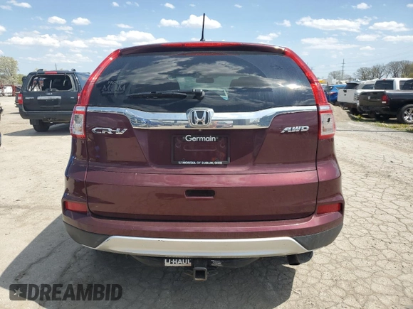 2016 Honda CR-V EX with VIN 2HKRM4H56GH721973, listed as a Copart auction lot 53181225 with 136,148 mi miles and Salvage Title. Bid and sale history available at DreamBid. Image 6.
