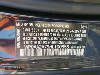 2017 Porsche Panamera with VIN WP0AA2A79HL100858, listed as a Copart auction lot 76724924 with 37,013 mi miles and Salvage title. Bid and sale history available at DreamBid. Image 12.