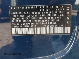 2014 Volkswagen Jetta S z VIN 3VW2K7AJ2EM429306, wystawiony jako IAAI lot #42161911 z przebiegiem 129 997 mil mil oraz . Historia ofert i sprzedaży dostępna na DreamBid. Obrazek 9.
