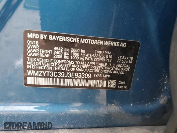2018 MINI Countryman Cooper S with VIN WMZYT3C39J3E93309, listed as a Copart auction lot 60558285 with 50,907 mi miles and Salvage title. Bid and sale history available at DreamBid. Image 13.