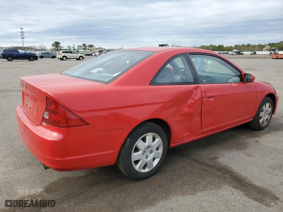 2001 Honda Civic EX with VIN 1HGEM22971L118856, listed as a Copart auction lot 53528605 with 195,412 mi miles and Salvage Title. Bid and sale history available at carsss.com. Image 3.