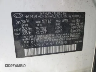 2019 Hyundai Santa Fe SE with VIN 5NMS2CAD8KH083878, listed as a Copart auction lot 45535045 with 70,592 mi miles and Salvage Title. Bid and sale history available at carsss.com. Image 13.