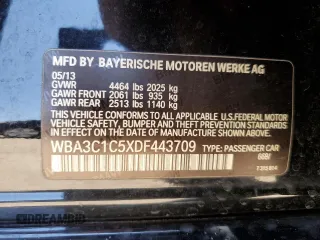 2013 BMW 3 Series 328i with VIN WBA3C1C5XDF443709, listed as a Copart auction lot 59763265 with 149,300 mi miles and Salvage title. Bid and sale history available at DreamBid. Image 13.