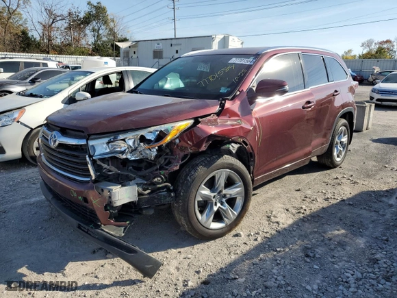 2014 Toyota Highlander Hybrid Limited with VIN 5TDDCRFH0ES004774, listed as a Copart auction lot 77701584 with 147,023 mi miles and Salvage Title. Bid and sale history available at carsss.com. Image 1.