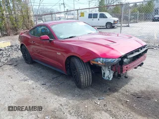2019 Ford Mustang GT with VIN 1FA6P8CF7K5124010, listed as a IAAI auction lot 41990284 with 58,051 mi miles. Bid and sale history available at carsss.com. Image 1.